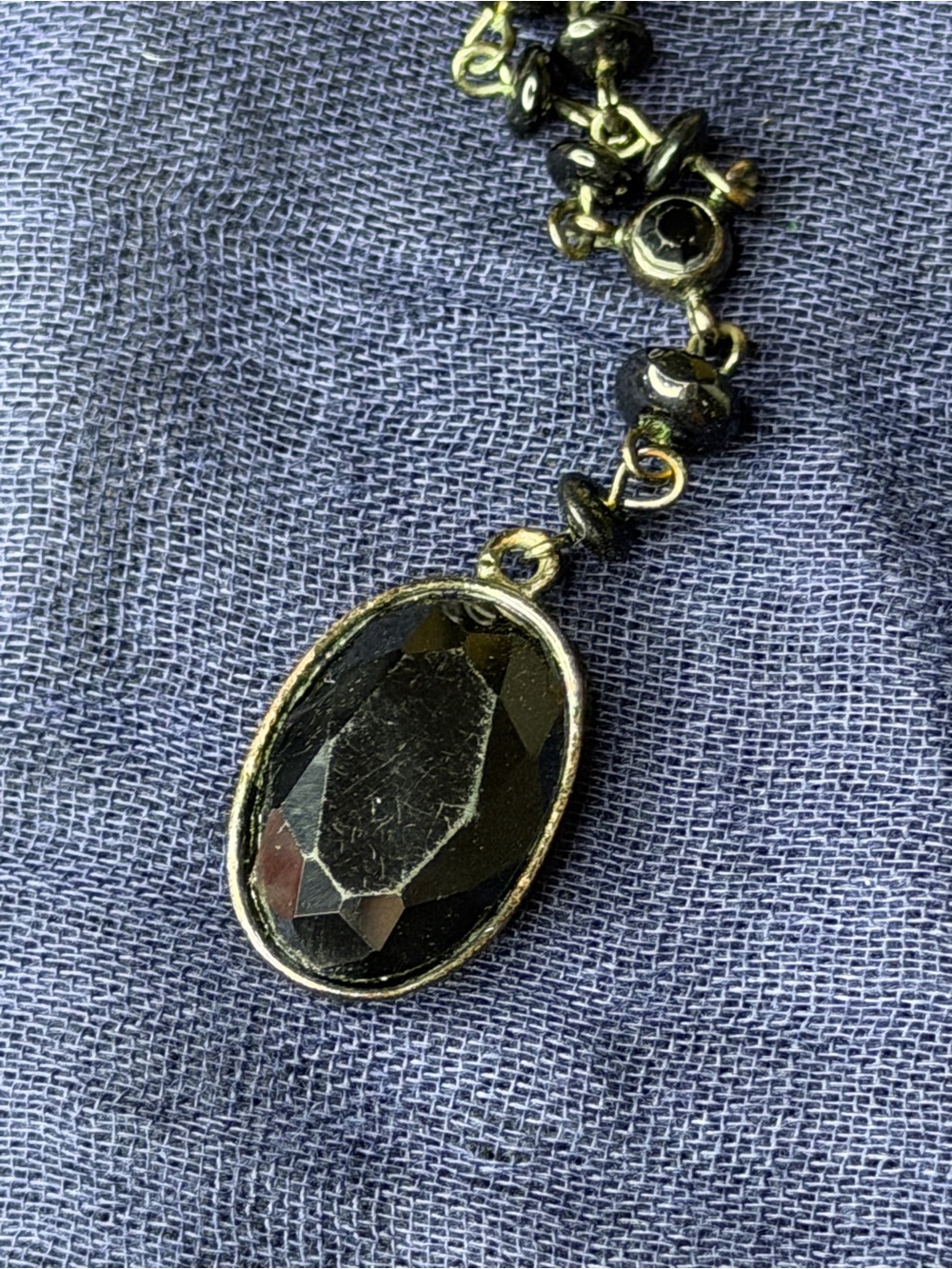 Black Faceted Onyx Pendant Necklace - Women Jewelry